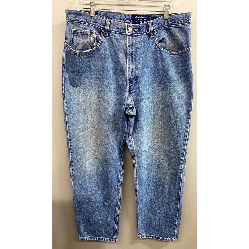 Eddie Bauer Denim Jeans Mens 38x30 Blue Cotton Pockets Classic Fit Straight Leg